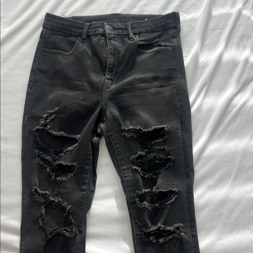 American Eagle Outfitters Black Skinny Distressed Jeans